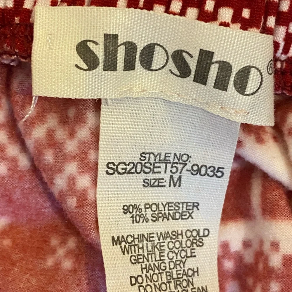 Shosho Christmas Holiday Pajamas PJ Set Red White Fair Isle Santa Claus M Lounge